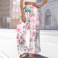 thumbnail image 6 of TRUBKH boho pants for women High Waist Wide Leg Pants Floral Solid Long Palazzo Pants Casual High Waist Pant 2025 Beach Vacation Outfits beach outfits for women travel outfits for women Light Pink L, 6 of 7