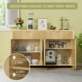 thumbnail image 5 of Laintene Fluted Sideboard, Storage Buffet Cabinet with Drawers, 55" TV Cabinet for Living Room with Adjustable Shelves, Wooden Accent Cabinet, Natural Oak Set of 2, 5 of 7