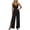 #056-Black, variant on Casual Women Solid V Neck Spaghetti Strap Jumpsuit with Side Slit Wide Leg Long Pants for Daily Wear Gifts