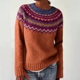 thumbnail image 2 of Women's Christmas Vintage Sweater Long Sleeve Crewneck Chunky Knit Print Pullover Loungewear Orange S, 2 of 4