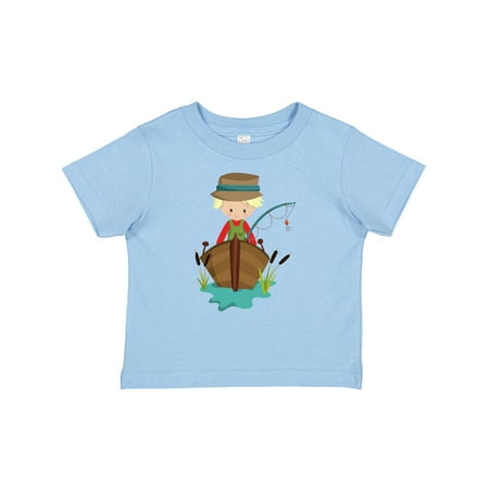 

Inktastic Fishing Boy Fisherman Fishing Rod Blond Hair Gift Baby Boy T-Shirt