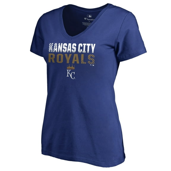 Women's Royal Kansas City Royals Fade Out V-Neck T-Shirt