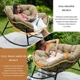 thumbnail image 5 of RADIATA Oversized Outdoor Papasan Rocking Chair, Heavy Duty Wicker Patio Rocking  Chair with Cushion, 450lbs Capacity, Comfortable, Brown, 5 of 9