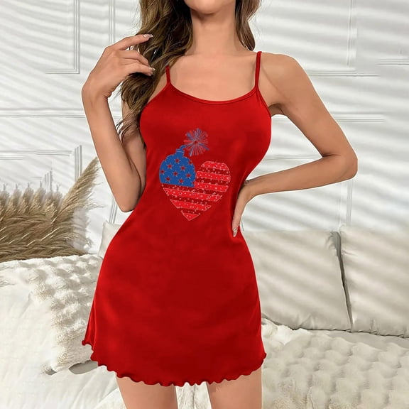 Blmnix Womens Nightgowns & Sleepshirts Babydoll Nightgown Sexy Nightgown Chemises Chemise Red Above-the-Knee Sleeveless Square Neckline Cute Nightgowns for Women,L
