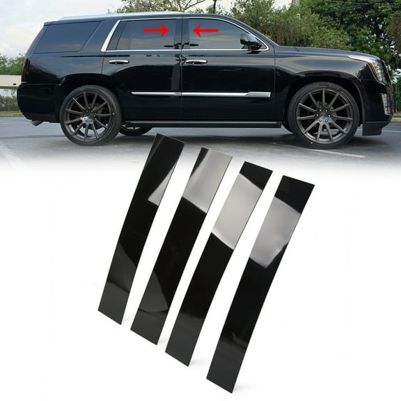 Kojem 4pcs Pillar Post Trim for 2007-2014 Cadillac Escalade SUV ESV EXT Door Trim Piano Cover Kit Glossy Black