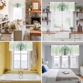 thumbnail image 5 of Summer Botanical Valance Curtain Watercolor Eucalyptus Leaves Black Lattice Green Stripe Window Valances Rod Pocket Short Curtains Window Treatments for Kitchen Bedroom Bathroom Laundry 56" x 16", 5 of 9