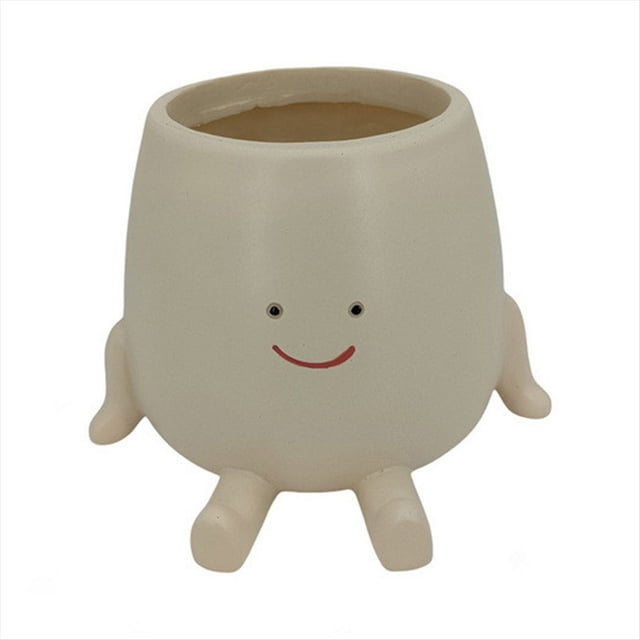 Maceta con Cara Sonriente, Maceta Divertida para Plantas de Interior y Exterior, Macetas con Cabeza , Maceta Decorativa con Cara Única A