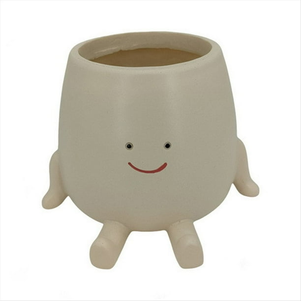 Maceta con Cara Sonriente, Maceta Divertida para Plantas de Interior y Exterior, Macetas con Cabeza , Maceta Decorativa con Cara Única A