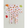 thumbnail image 4 of Newborn Baby Girl Boy One Piece Jumpsuit Halloween Pumpkin Print Long Sleeve 2 Way Zipper Footies Pajamas Sleepers Fall Romper, 4 of 7