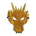 thumbnail image 3 of Máscara de dragón, accesorios novedosos, máscara de fantasía 3D de animal aterrador, máscara de mascarada de Halloween Oro, 3 of 9