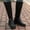 Black, variant on Floleo Clearance Women Boots Retro Shoes Casual Thick Low-heeled Boots Plus Size Mid Calf Zipper Boots