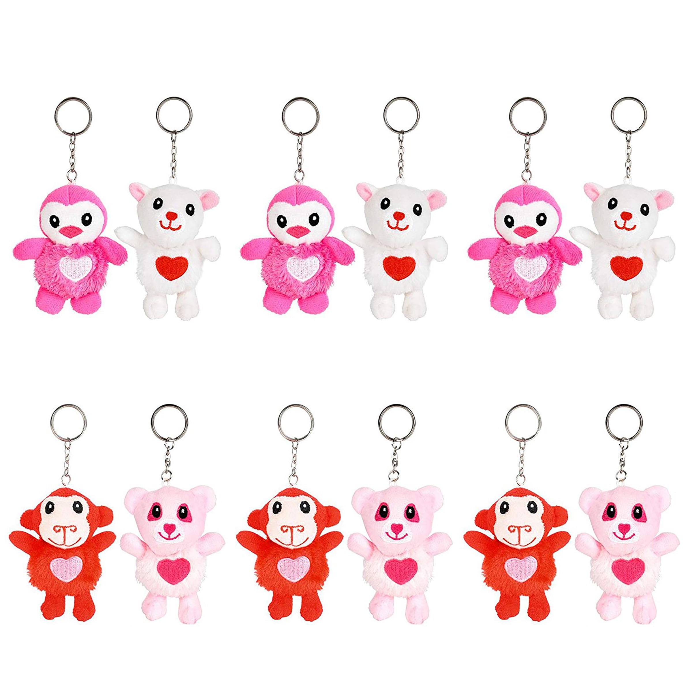 Valentine's Day Plush Animal Keychains 3" Party Favors Party Supplies (12 pack)