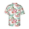 thumbnail image 3 of Daiia Flamingo Flower Hawaiian Shirt for Men Gentle Cotton Regular Short Sleeve Casual-X-Large, 3 of 9