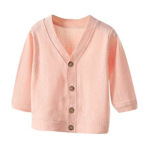 Baby Boy Girl Long Sleeve Knitted Sweater Button Cardigan Coat Twist Jacket Fall Winter Solid Color Warm Tops for Gift,Pink,1-3 Months