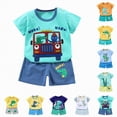 thumbnail image 5 of Toddler Baby Boy Summer Outfit Cartoon Cute Dinosaur Print Casual T Shirt and Shorts Kids 2Pcs Clothes Set Boys 4th of July Outfit, 5 of 6