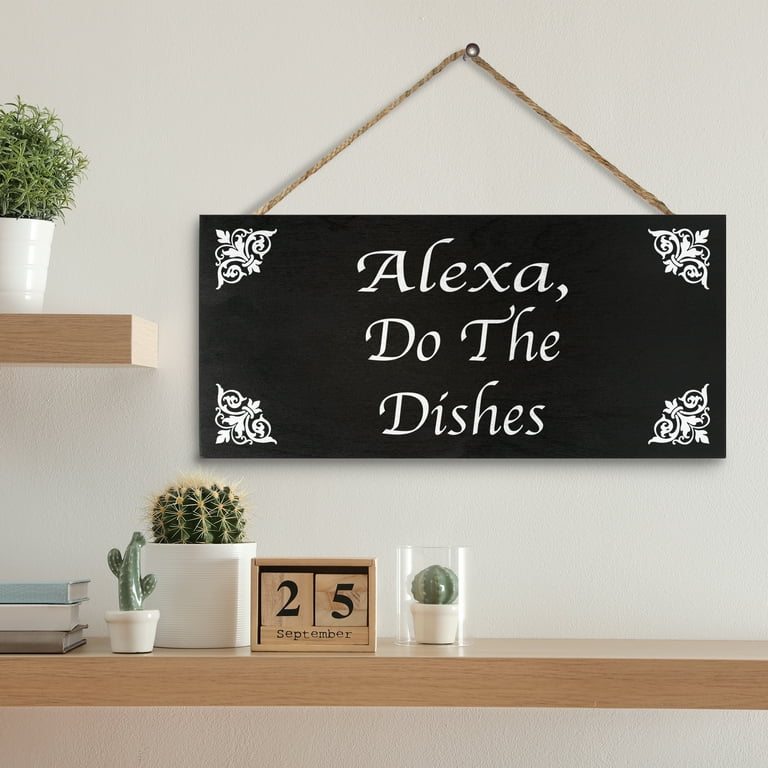 JennyGems Funny Kitchen Signs, Modern Farmhouse Kitchen Decorations, Alexa  Do the Dishes Hanging Wood Sign, Kitchen Decor, Funny Kitchen Plaque, Fun Humorous  Novelty Kitchen Wall Art 