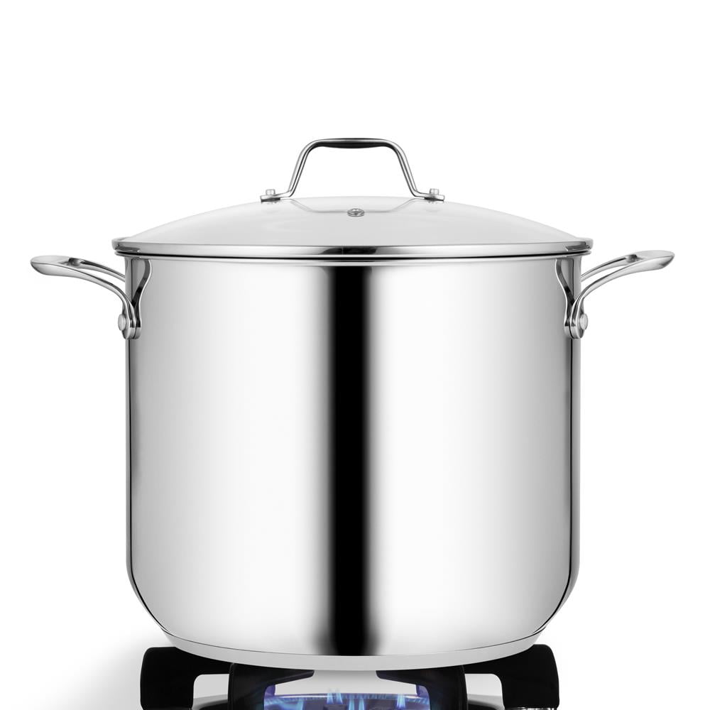 NutriChef Heavy Duty 15 Quart Stainless Steel Stock Pot with Handles