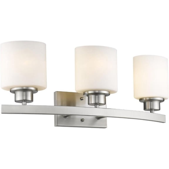 CHLOE Lighting AALIYAH Contemporary 3 Light Brushed Nickel Bath Vanity Light Opal White Glass 23" Wide
