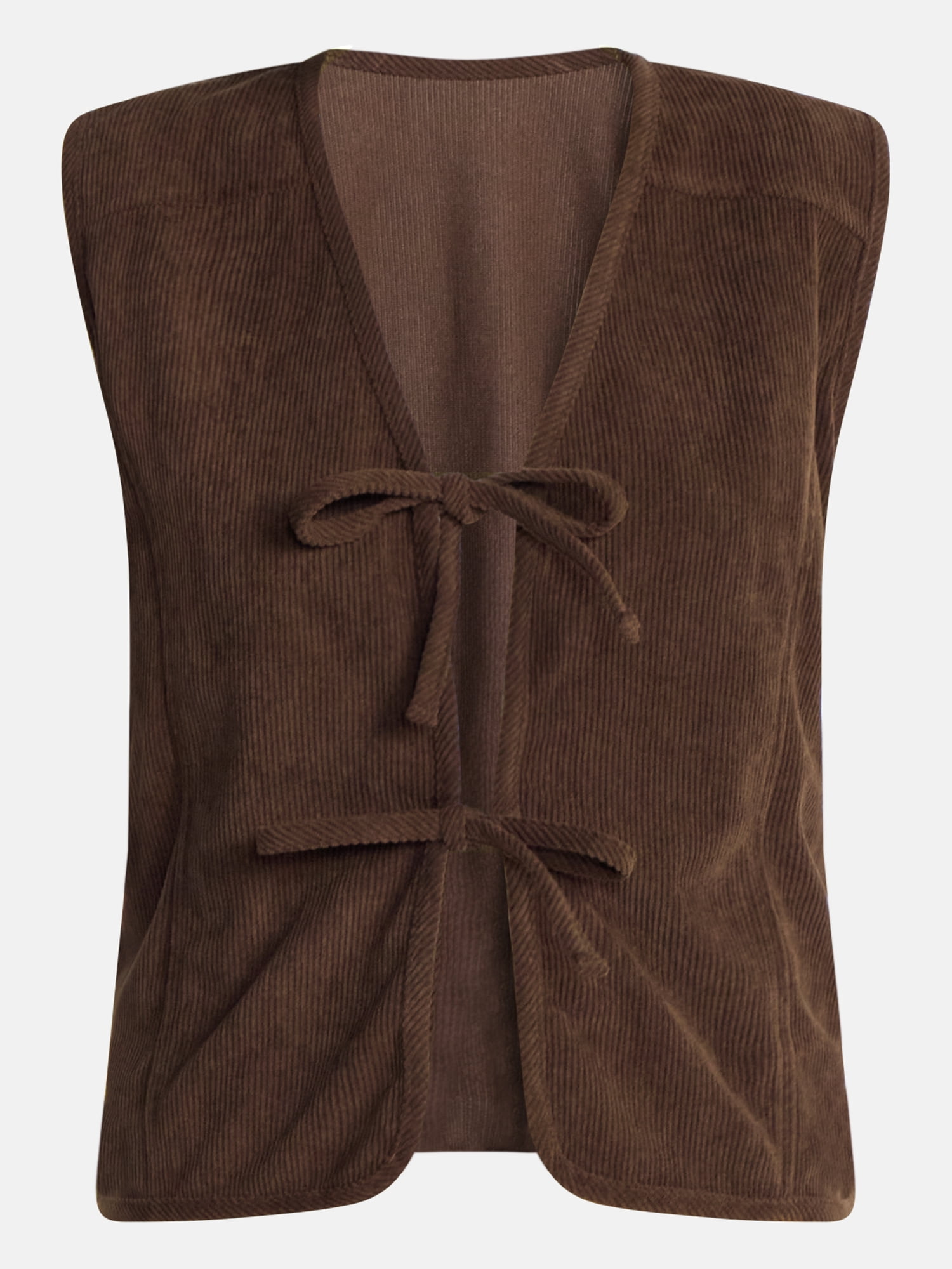 No Boundaries Tie Front Corduroy Vest, Women's and Women's Plus S-3X