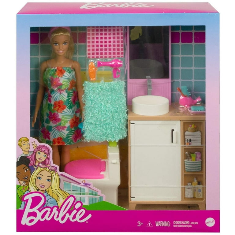 バービー人形用 洗面台セット Barbie BATH VANITY SET Amazon.co.jp: (バービー) Barbie バスルーム&バービー人形