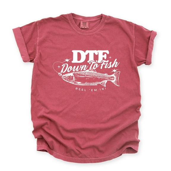 DTF Down To Fish - Women's Garment Dyed Graphic T-Shirt