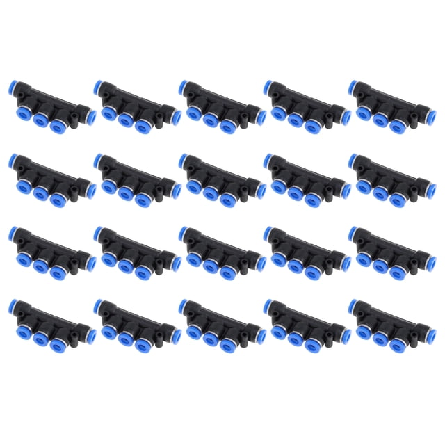 Conectores de aire de empuje únicos Bargains 1/4" Conector rápido de cinco vías de plástico 20 piezas azul negro