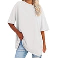 thumbnail image 1 of Pompotops Hauts pour Femmes, Nouveaux, Unis, Amples, Manches Mi-Longues, Col Rond, Taille en Coton, Manches Courtes, Col Rond, Liquidation, 1 of 6