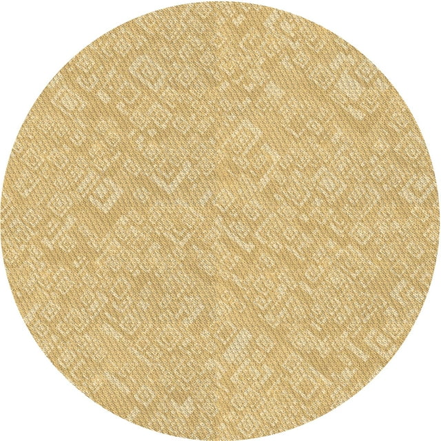 Ahgly Company Tapis de Zone Rond d'Intérieur Lavable à la Machine, Style Transitionnel, Or « GoldenRod », 3 Pieds Rond