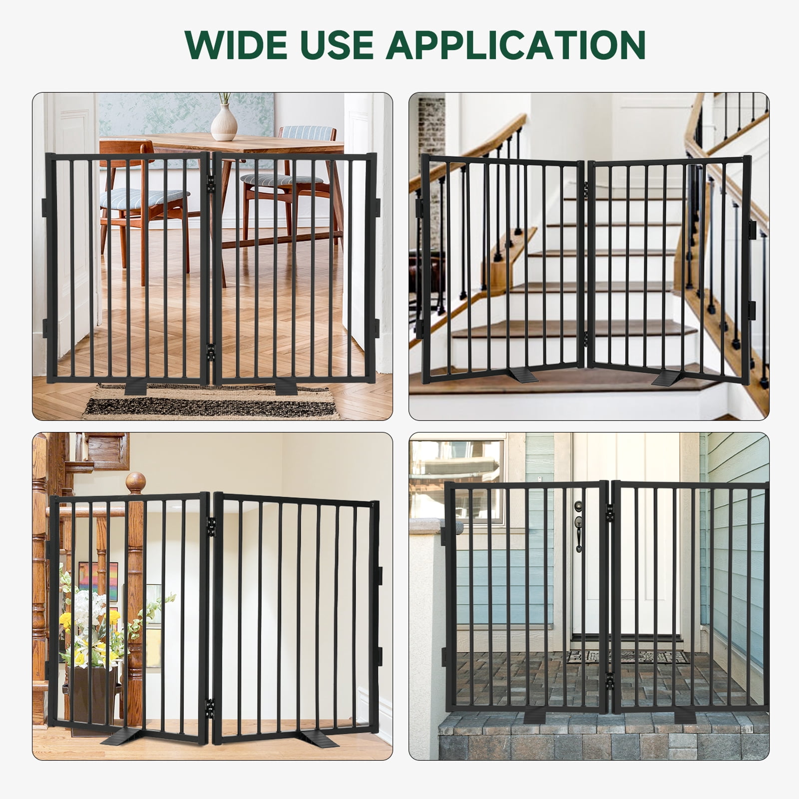 Furggis Pet Playpen, Dog Pen Foldable, Dog Exercise Fence with 2 Panels, 24"H - Black