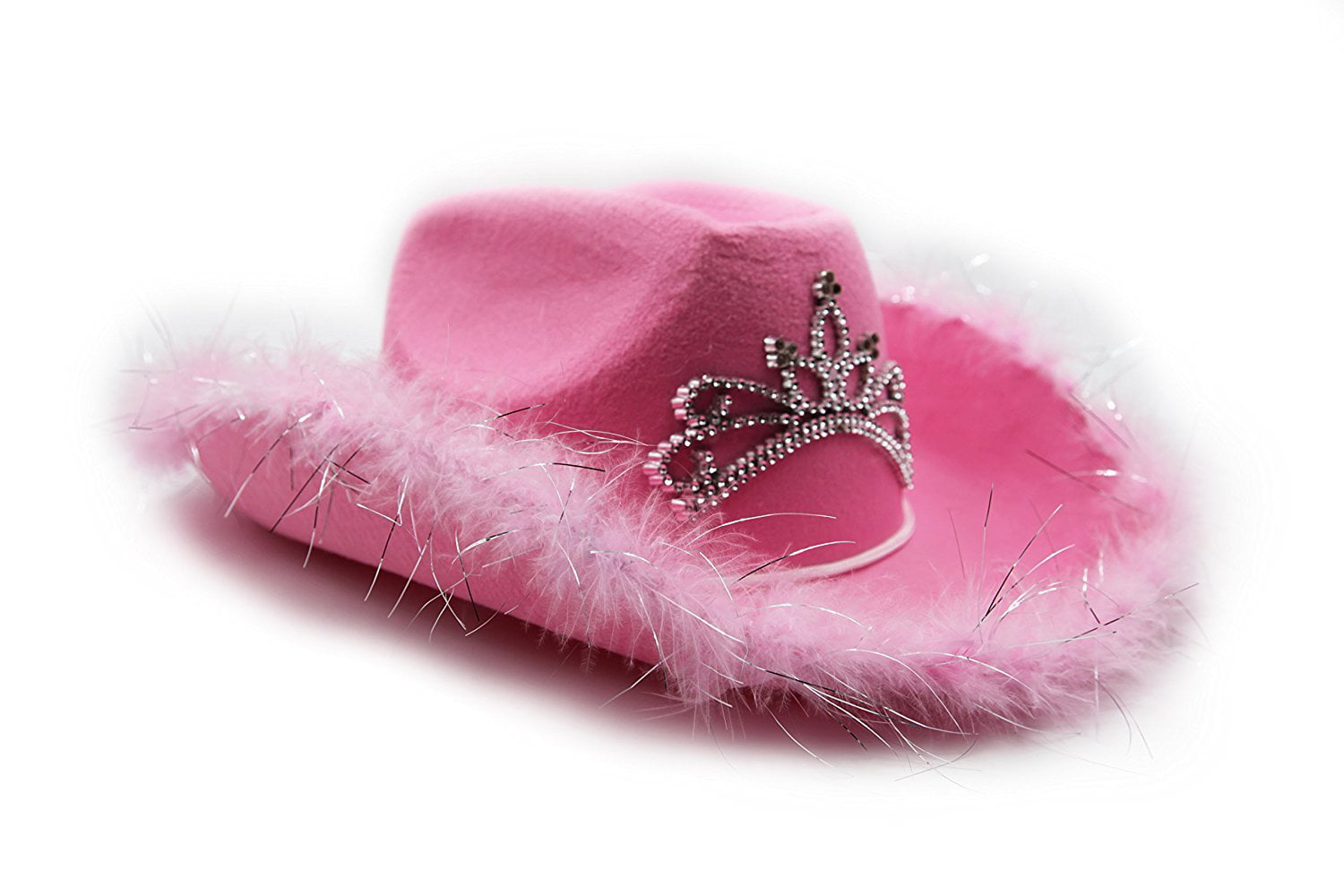 Rhode Island Novelty Felt Pink Feather Blinking Rhinestone Cowboy Hat