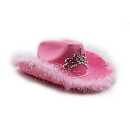 Play Kreative Pink Felt Feather Blinking Tiara Cowboy Cowgirl Dress Up Hat