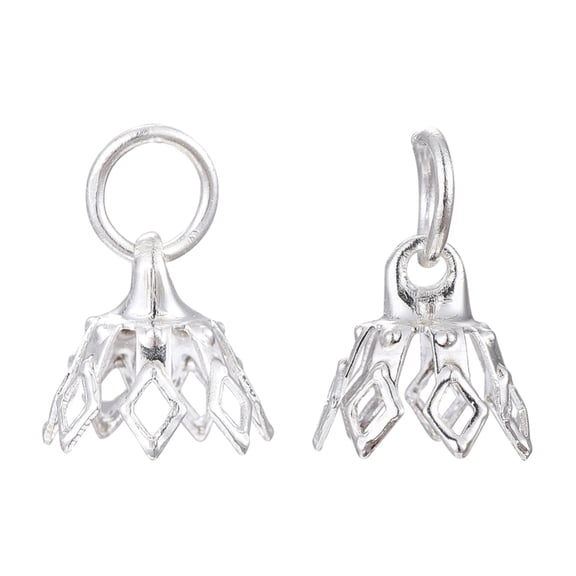 10pcs Flower Rack Plating Brass Pendant Bails Silver color Plated 8x8mm Hole: 3mm