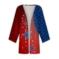 thumbnail image 4 of ASDFVBKG Women's Cardigans 3/4 Sleeve Womens Kimonos Clearance Lightweight Open Front Shrug Cardigan American Flag Print Dressy Casual Plus Size Cardigan, 4 of 5