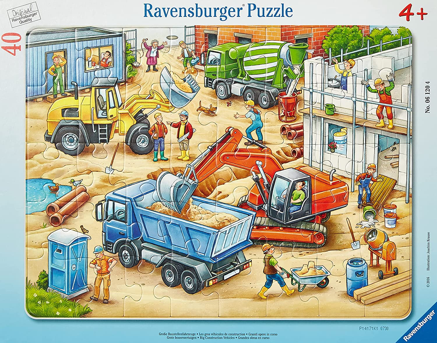 omvang middag Wafel Ravensburger children's puzzle - 06120 Large construction site vehicles -  frame puzzle for children from with 40 pieces - Walmart.com
