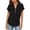 Black, variant on MOJOGO Women's Ruffle Short Sleeve Tops V Neck Linen Blouse Loose Quarter Button Up Shirts Loose Casual Summer Tops