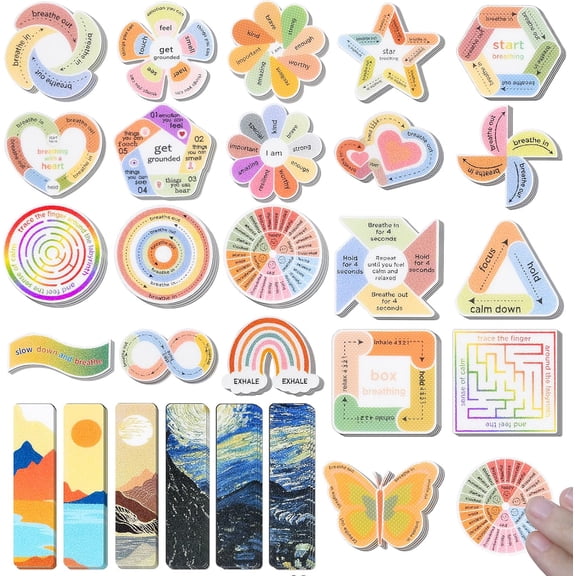 102 Pieces Sensory Stickers for Calm, 2 Texture Styles, Anxiety Relief | Calming Sensory Tool for Mindfulness, Stress Relief & Focus, Fidget Stickers for Adults & Teens, Office, Home & Desk Use