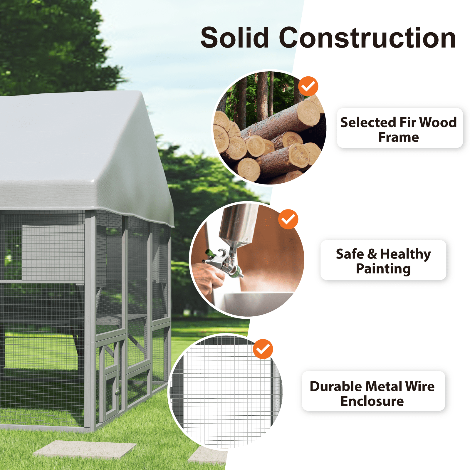 TIMHAKA 71" Large Outdoor Catio Enclosure w/ 7 Tiered Platforms, 2 Premium Resting Boxes, UV-Resistant Cover