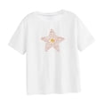 thumbnail image 3 of Tops de manga corta para mujer, camisetas suaves a la moda con estampado de verano, ropa de calle, camisetas con cuello redondo para uso diario, despl Blanco, 3 of 10
