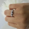 thumbnail image 3 of 0.80 Carat (ctw) 10K White Gold Round Cut Blue & White Diamond Ladies Anniversary Wedding Band 3 Stone Enhancer Guard Do, 3 of 4