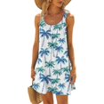 thumbnail image 2 of Vestido de Fiesta de las Mujeres Cuello Redondo sin Mangas Corbata Gradiente Teñido Vestido de Playa, Mezcla de Poliéster Spandex para Ocasional, 2 of 9