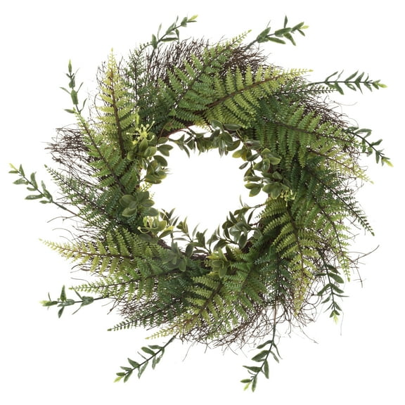 Pure Garden 21-inch Artificial Fern Door Wreath on Grapevine Base (Green)