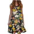 thumbnail image 2 of Ovzne Robes pour Femmes 2025 Robe Femmes Mode Vacances Été Couleur Unie Sans Manches Fête Plage Robe Grande Taille Maxi Robe Imprimée Liquidation, 2 of 6