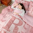 thumbnail image 4 of Manfei Kawaii Bowknot Alphabet R 7-Piece Twin Bedding Sets for Female Women Teens,Bling Glitter Splash Bedding Comforter Set,Flying Butterfly Breathable Sheet Sets,Dreamy Princess Room Decor, 4 of 8