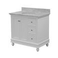 thumbnail image 5 of KBC Bella 36" Solid Wood Bathroom Vanity w/ Carrara Stone in White, 5 of 8