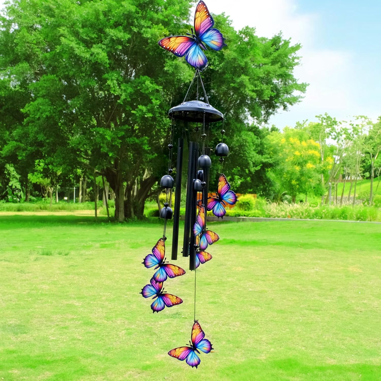 Butterfly Wind Chimes for Outside 39", Metal Outdoor Windchimes, Patio Decor Gifts for Women