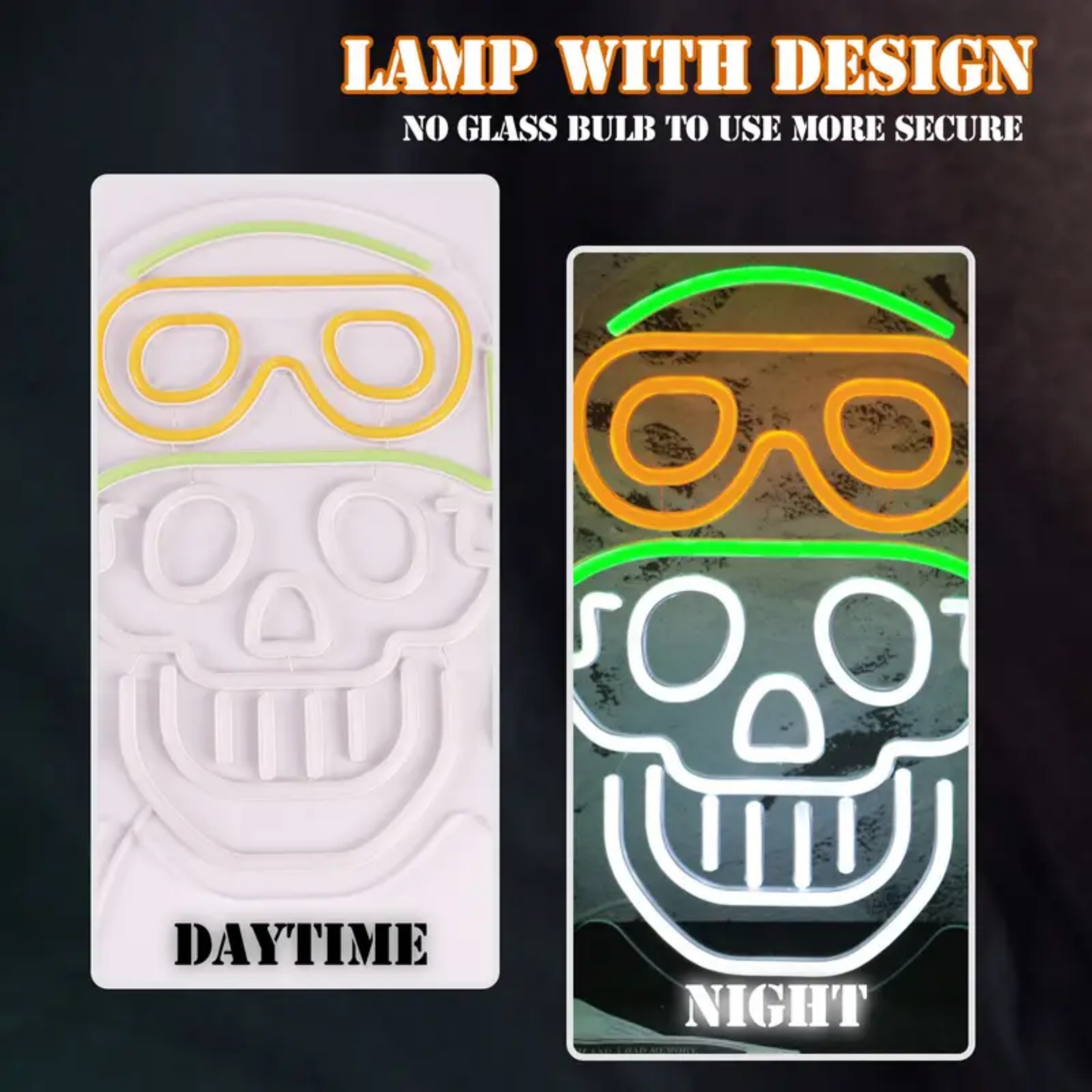 UPONRAY Skull Neon Signs, 13.8"*12.6" Dimmable & USB-Powered LED Neon Light, Stylish Wall Decor for Halloween Party, Home, Bar, Shop, Haunted House