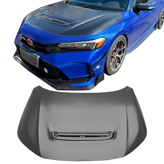 Ikon Motorsports Front Hood Compatible with 2022-2026 Honda Civic, Type R Style Black Iron Engine Bonnet Cover Panel