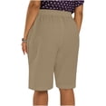 thumbnail image 5 of Yievot Plus Size Bermuda Shorts for Women Cotton Linen Knee Length Shorts Elastic Waisted Side Slit Button Summer Casual Beach Shorts with Pockets, 5 of 7
