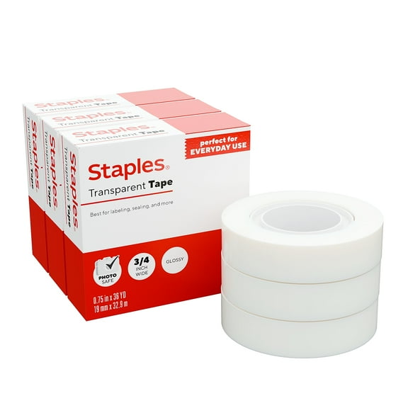 Staples Transparent Tape Refill 3/4" x 36 yds. 3 Rolls/Pack (ST62853)