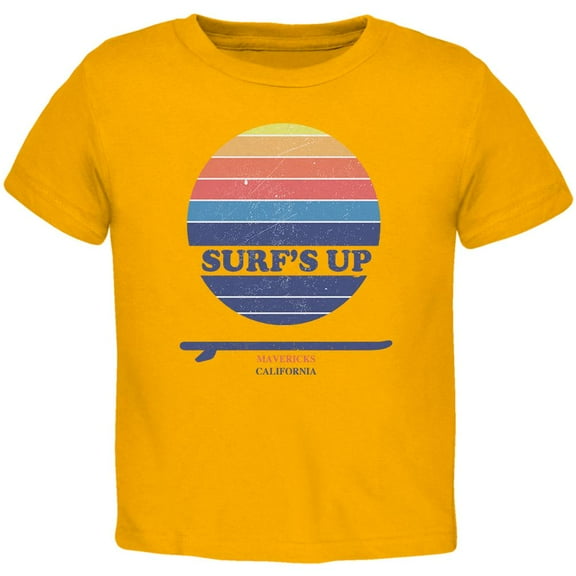 Surf's Up Mavericks California Toddler T Shirt Gold 3T